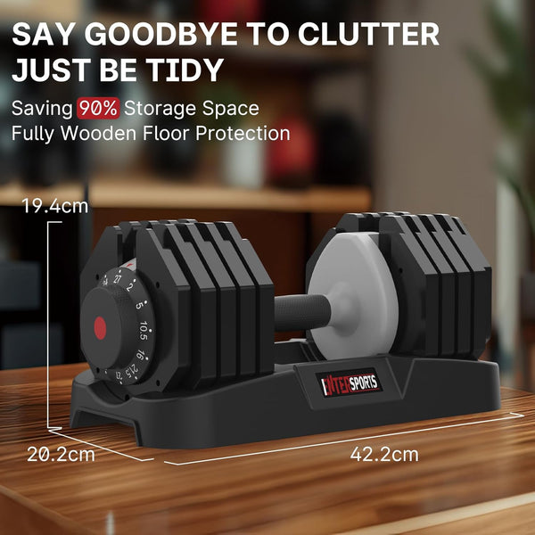 EnterSports 12kg/18KG/27KG Adjustable Dumbbells,Dumbbell Set for Saving Place, Dumbbell Weights with Non-Slip Handle, Home Gym Strength Training Equipment for Full Bodybuilding