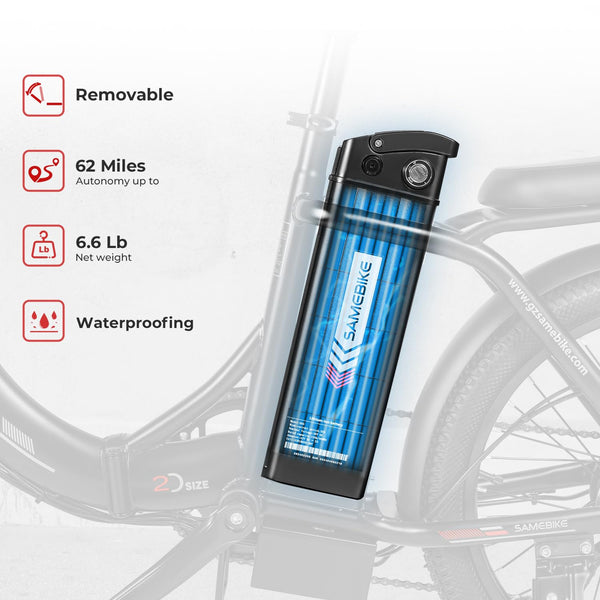 SAMEBIKE Shiman0 7-Speed Foldable Electric Bike for Adults, 20"*2.35 Fat Tire Ebike, Max Range 110KM, Dual Shock Absorber, E-bike for Commuting and Off-Road Adventures