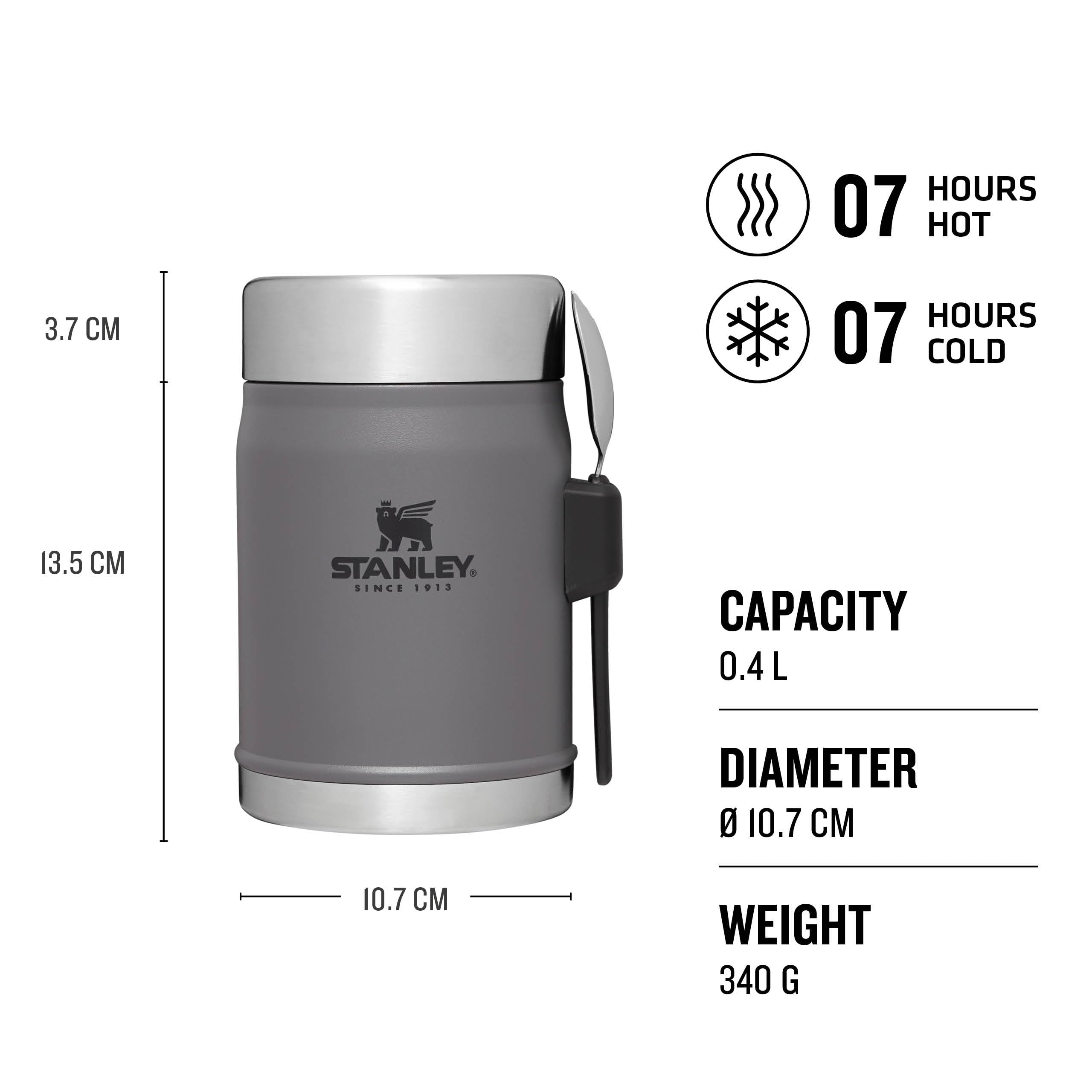 Stanley Classic Legendary Food Jar 0.4L With Spork - Keeps Cold For 7 Hours - BPA-Free Stainless Steel Soup Flask - Leakproof - Dishwasher Safe - Rose Quartz