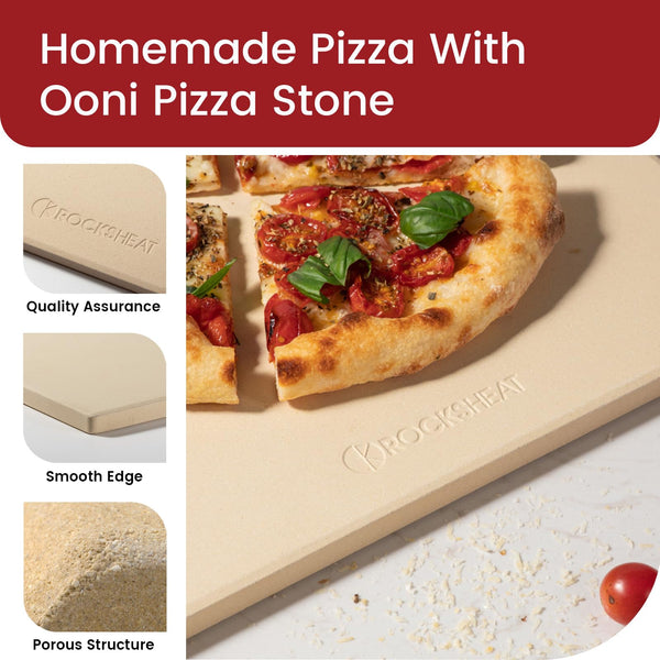 13.2" x 13.2" x 0.6" Square Cordierite Pizza Baking Stone Perfectly Compatible for Ooni Karu, Koda & Fyra 12 Pizza Oven