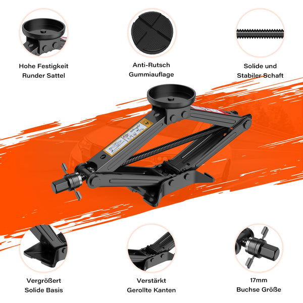 IMAYCC Car Jack Kit 2.5 Ton, Universal Scissor Jack for Car with Rubber Jack Pad, Portable Tire Changing tool with Lug Wrench, Emergency Kit for SUV MPV