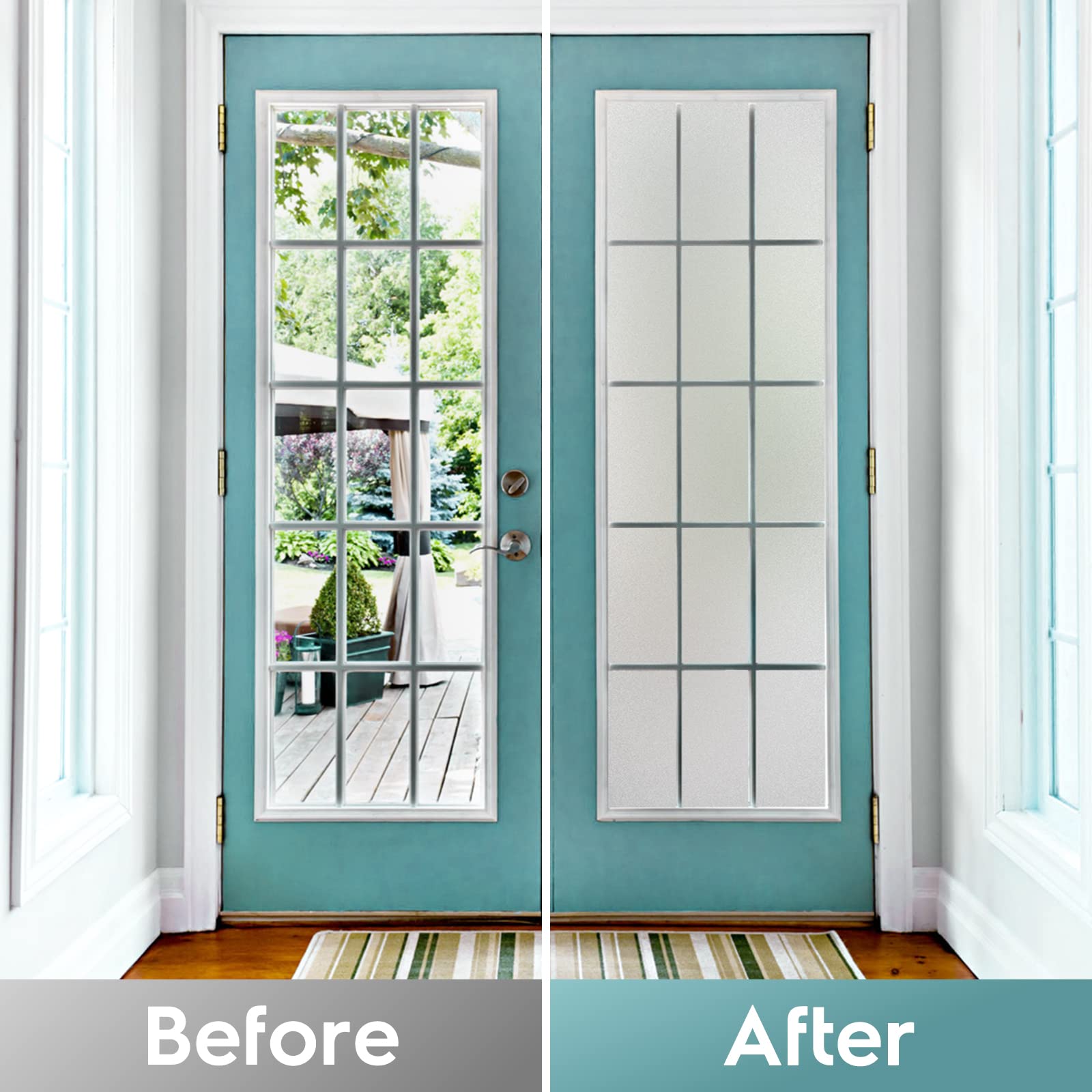 DOWELL Frosted Window Film Privacy Film for Glass Windows 90x400cm, Opaque Frosting Cover for Bathroom Bedroom Kitchen and Office Door, Self Adhesive