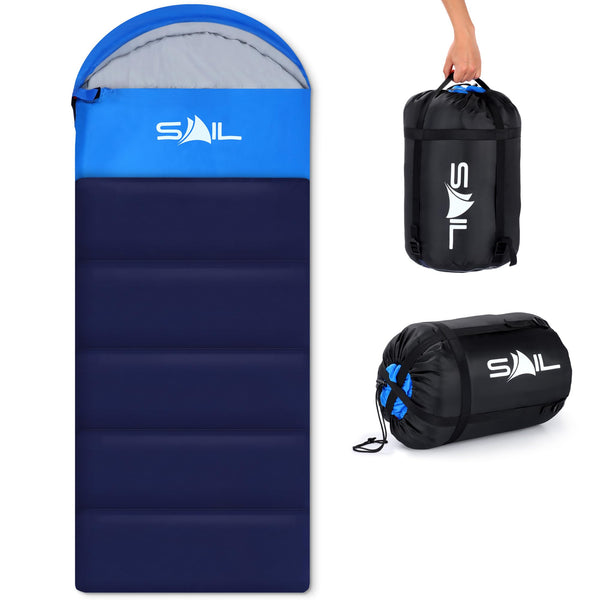 SAIL Sleeping Bag 3-4 Season Waterproof Indoor & Outdoor Use 1.3KG/2KG for Kids & Adults for Hiking, Backpacking and Camping