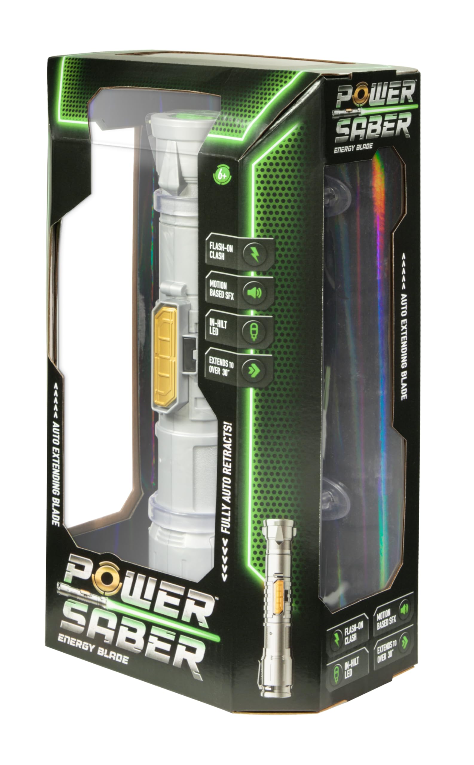 Power Saber: Green | Auto Extending 30" LED Energy Blade | With Motion Based Light and Sound Effects | Recommended Ages 6+