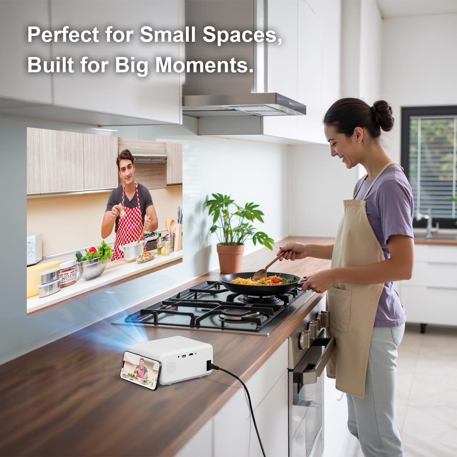 [360°Adjustable Stand] Mini Projector with WiFi and Bluetooth: Electric Focus & Auto Keystone 1080p Supported, 15000L,Phone Projector - 2025 Upgraded Visulapex Portable Home Theater