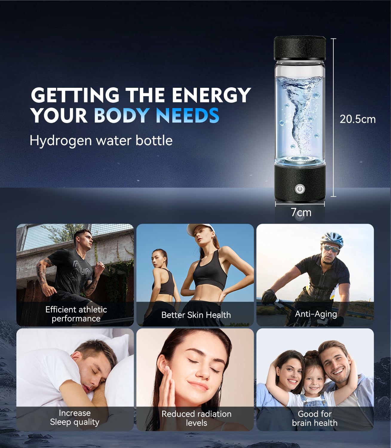 2025 Upgraded Hydrogen Water Bottle 8.0【 Authoritative Certified - 3000 PPB】Hydro Water Bottle 100% Leak Proof【8-Hour Hydrogen Lock】PEM/SPE Technology Produces Hydrogen Water with Purity of 99.99%