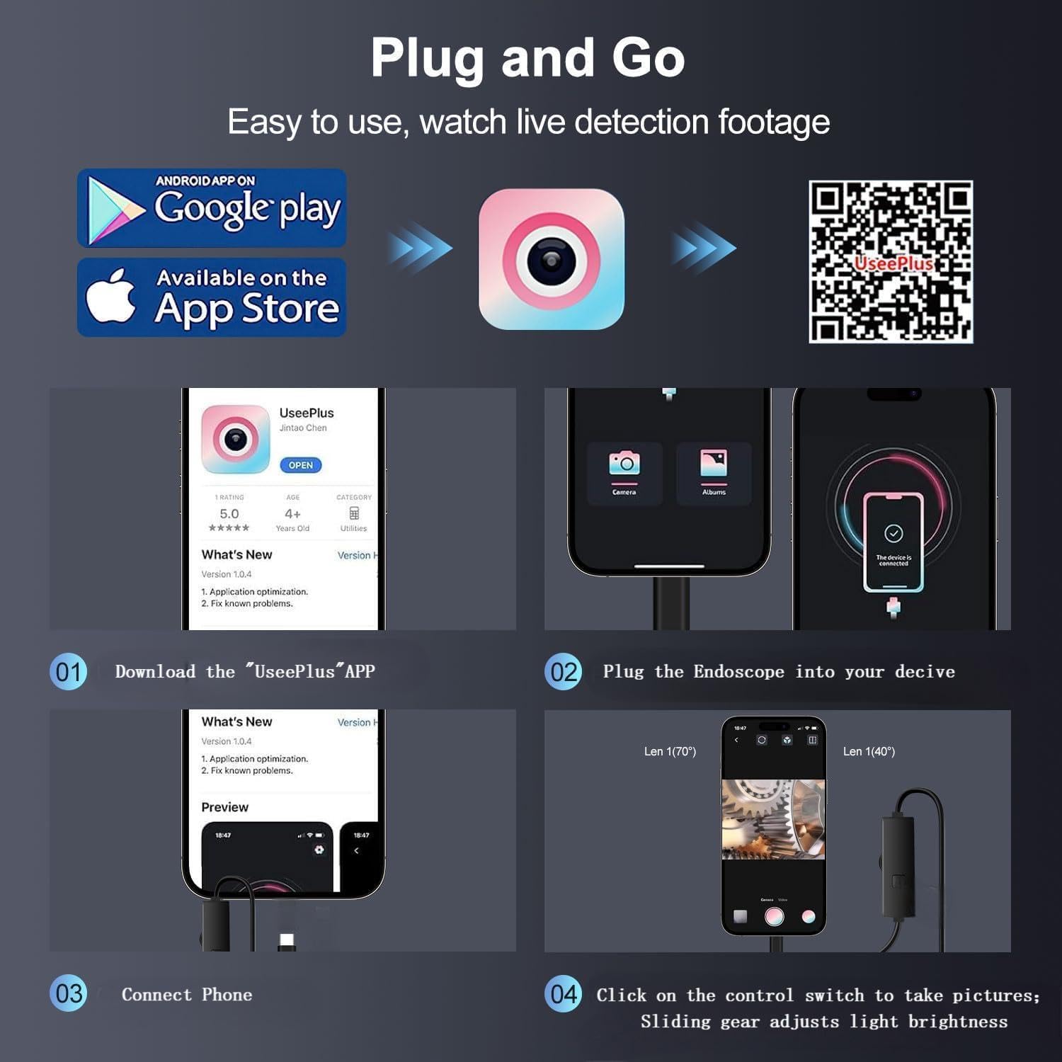 GOLDEGGS Two-Way Articulating Endoscope Inspection Camera with Light, IP67 Waterproof Flexible Snake Borescope Camera for Wall/Automotive/Sewer/Air Conditioner/Home Appliance Repair with (5.2FT/1.5M)