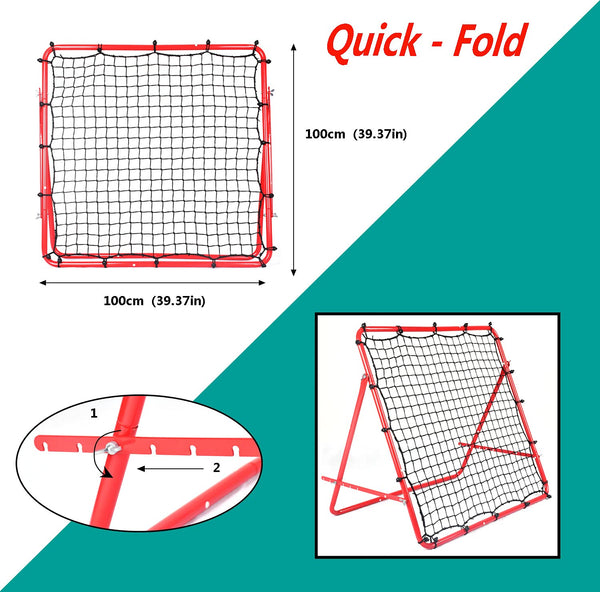 DRM Foldable Football Rebounder Net with Thickened Tube and Ropes, Soccer Rebounder Net Training Soccer Kickback Target Goal Net for Kids and