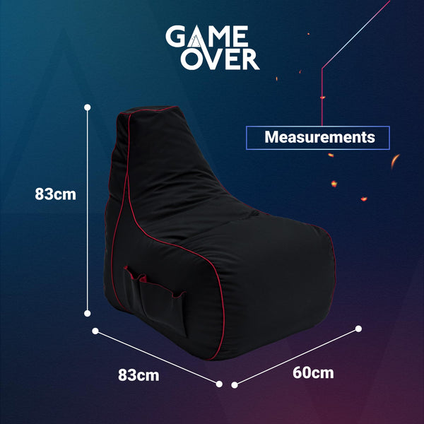 Game Over Lich Blade Video Gaming Bean Bag Chair | Indoor Living Room | Side Pockets for Controllers | Headset Holder | Ergonomic Design for the Dedicated Gamer