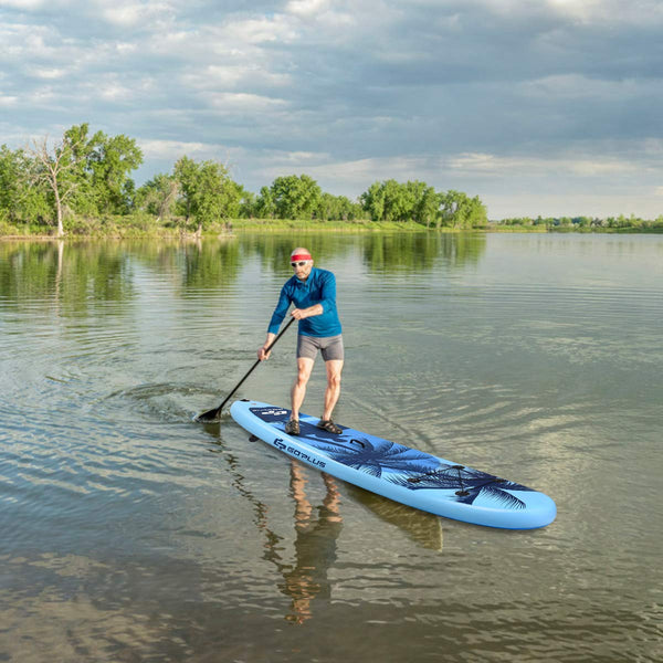 COSTWAY 9.7FT/11FT Inflatable Stand Up Paddle Board, 16cm Thick SUP with Accessories, Carry Bag, Adjustable Paddle, Hand Pump, Bottom Fin, Ankle Leash, Non-Slip Deck, for All Levels