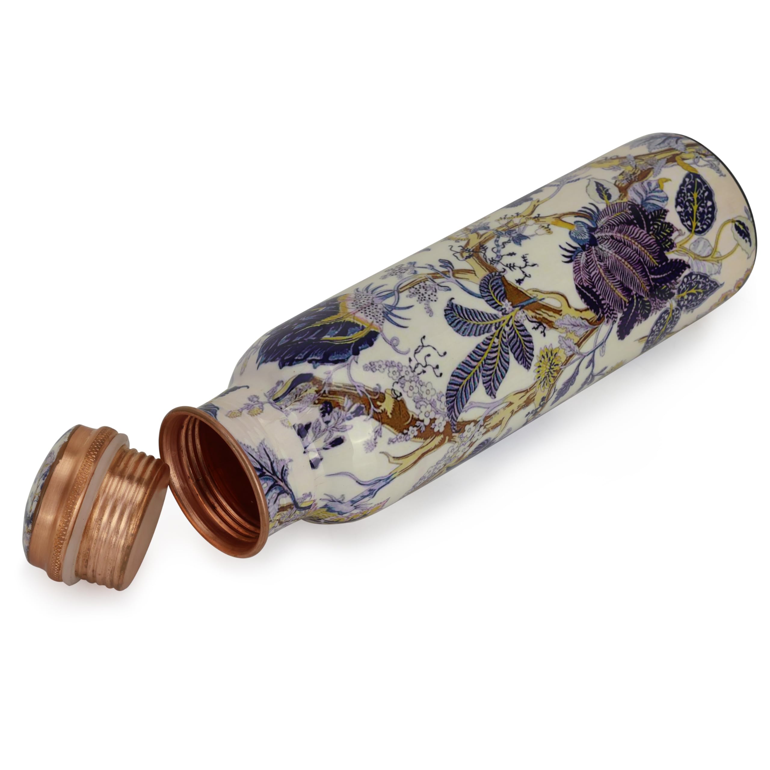 34 Oz Pure Copper Water Bottle With Ayurvedic Benefits, Printed Copper Bottle With Carry Bag For Drinking Leak Proof Handcrafted Copper Water Vessel
