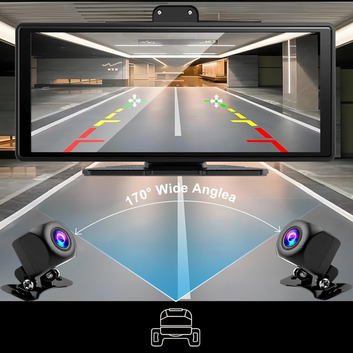 Wireless Car Stereo for Apple Car Play Android Auto with 4K Dash Cam Front, 10.26" Touch Screen CarPlay Radio, Loop Recording,1080P Rear Camera, Mirror Link,GPS Navigation,Bluetooth,64G TF,Siri/FM