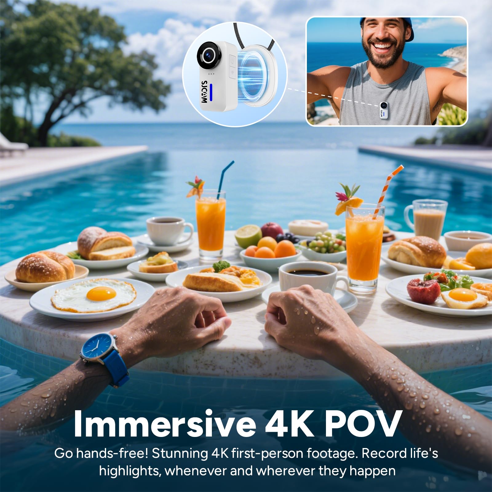 SJCAM C110 Magnetic Mini Body Camera,4K 200min | 64GB Card Bodycam with Audio & Video Recording, EIS Stabilisation,8x Zoom,30M Waterproof Pocket Action Cam WIFI Vlogging Camera,f/2.0 POV Cam,Black