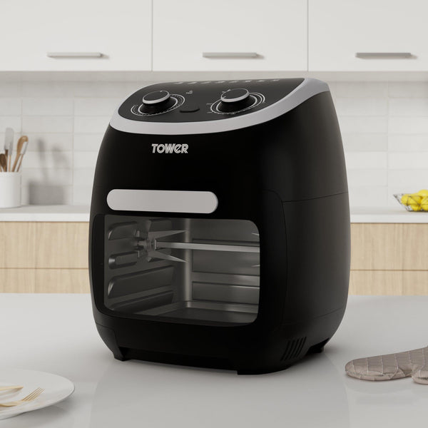 Tower T17122 Vortx Platinum Xpress Digital 30L Air Fryer Oven with Vizion Viewing Window, 18 Cooking Options, 2 Hour Timer, 1800W, Black