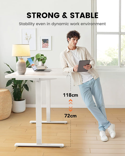ErGear Electric Standing Desk-160 x 80 cm-100kg Load Capacity Height Adjustable Desk with Advanced Brushless Motor, Quiet Operation, Sturdy Metal Frame,Four-part Tabletop