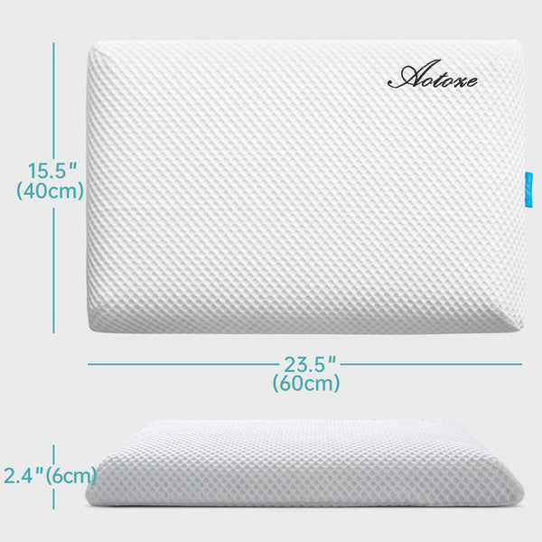 AOTOZE Ultra Thin & Flat Memory Foam Pillow,Low Profile Slim & Thin Pillow for Stomach Sleeper,Side Sleeper,Oeko-TEX & CertiPUR-US Double