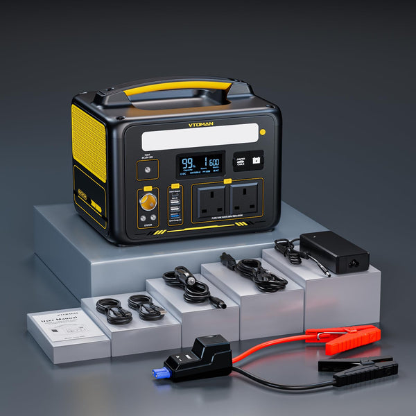 VTOMAN Jump 600X Portable Power Station 600W - 299Wh Solar Generator LiFePO4 Battery Power Station with 600W Pure Sine Wave (Surge 1200W) AC Outlet, PD 60W USB-C, 3x Regulated 12V/10A DC for Camping