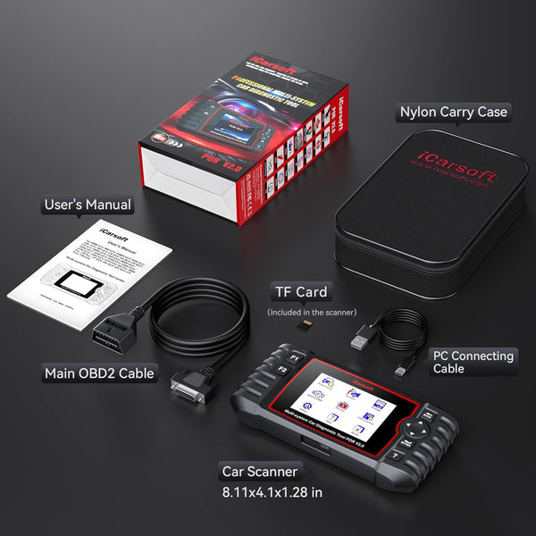 iCarsoft POR V2.0 OBD Diagnostic Tool for Porsche/Cayenne, Full Systems Diagnostic Scan Tool, OBD2 Scanner with 9 Reset Services, Oil/SAS/EPB/BMS/ETC/DP-F/BLD/INJ/TPMS, Battery Test, Free Upgrade