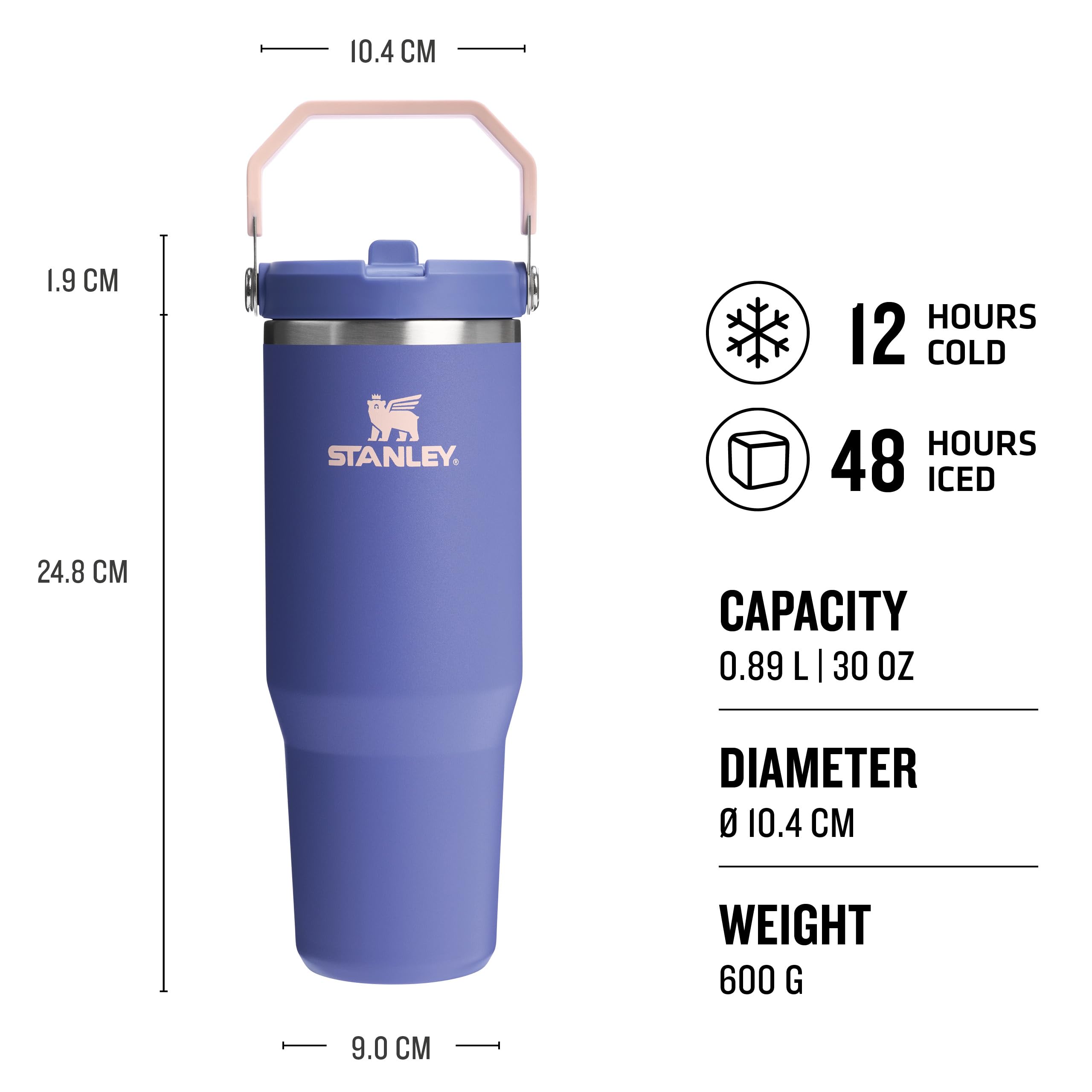 Stanley Flip Straw Tumbler 1.0 Water Bottle With Straw 0.89L - Keeps Cold For 12+ Hours - Easy To Carry - Dishwasher Safe - Stainless Steel Thermal Flask - BPA-Free Travel Mug - Navy