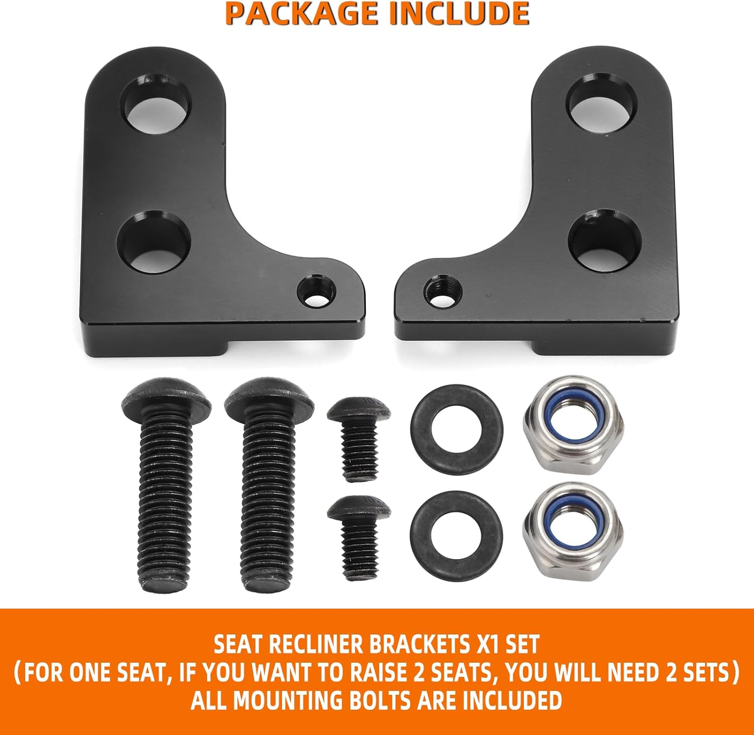 Alpha Rider Seat Recliner Brackets For Porsche 991 GT3, 981 & 718 GT4, 981 & 718 Spyder, LWB Seat Recliner Brackets Light Weight Bucket Seats Brackets Raise 1" in, 2 Brackets for 1 Seat