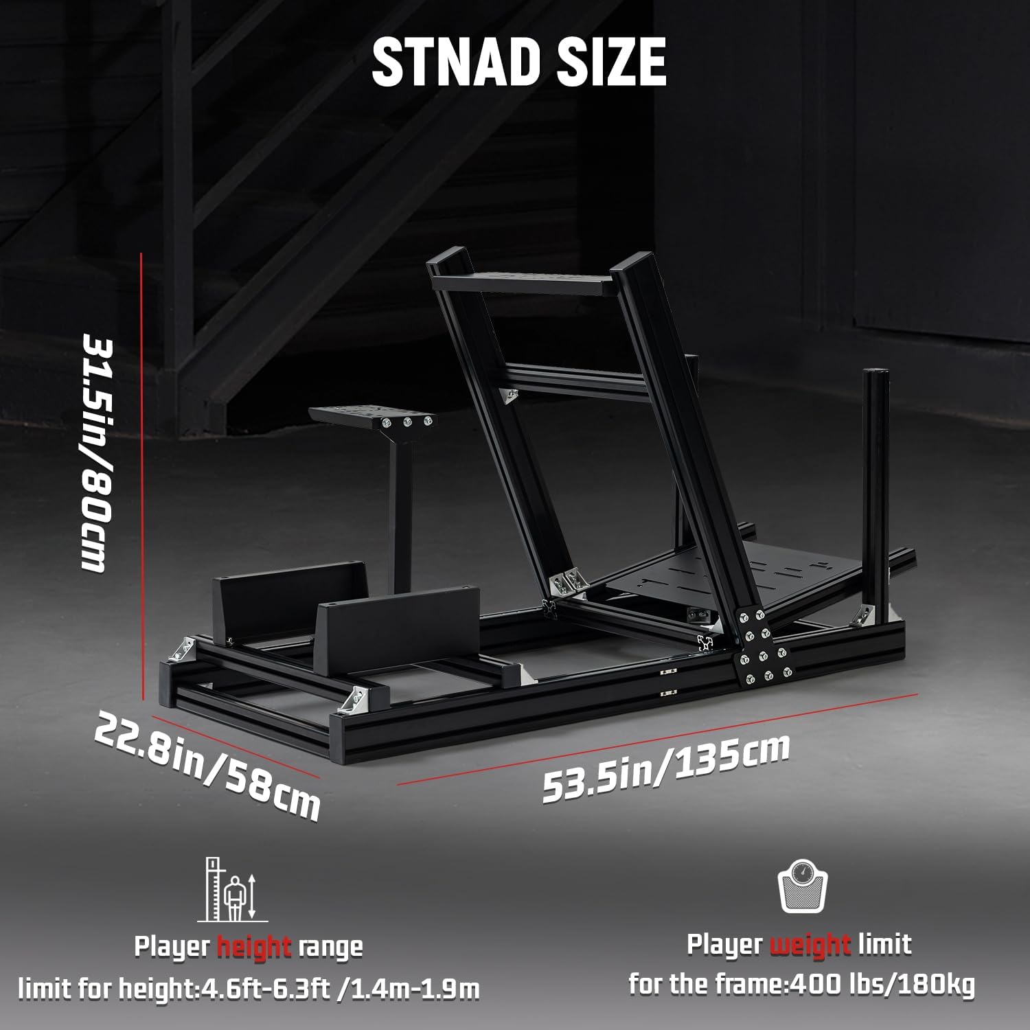 Dardoo 4080 Aluminum Profile Racing Simulator Cockpit, Steering Wheel Stand is Adjustable in all Directions,Fits For Logitech/Thrustmaster/Fanatec G920 G923 CSL-DD T818