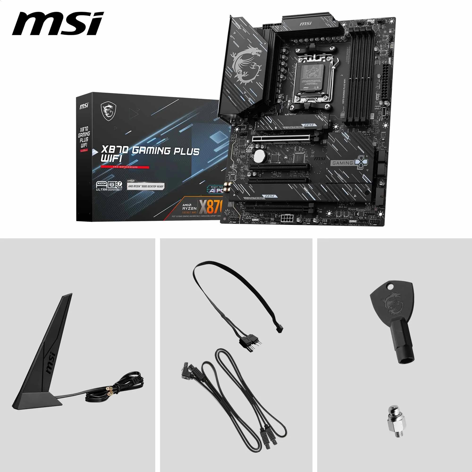 MSI X670E GAMING PLUS WIFI Motherboard, ATX - Supports AMD Ryzen 9000 / 8000 / 7000 Series Processors, AM5 - 80A SPS VRM, DDR5 Memory Boost 7800+ MHz/OC, PCIe 5.0 x16, M.2 Gen5, Wi-Fi 6E