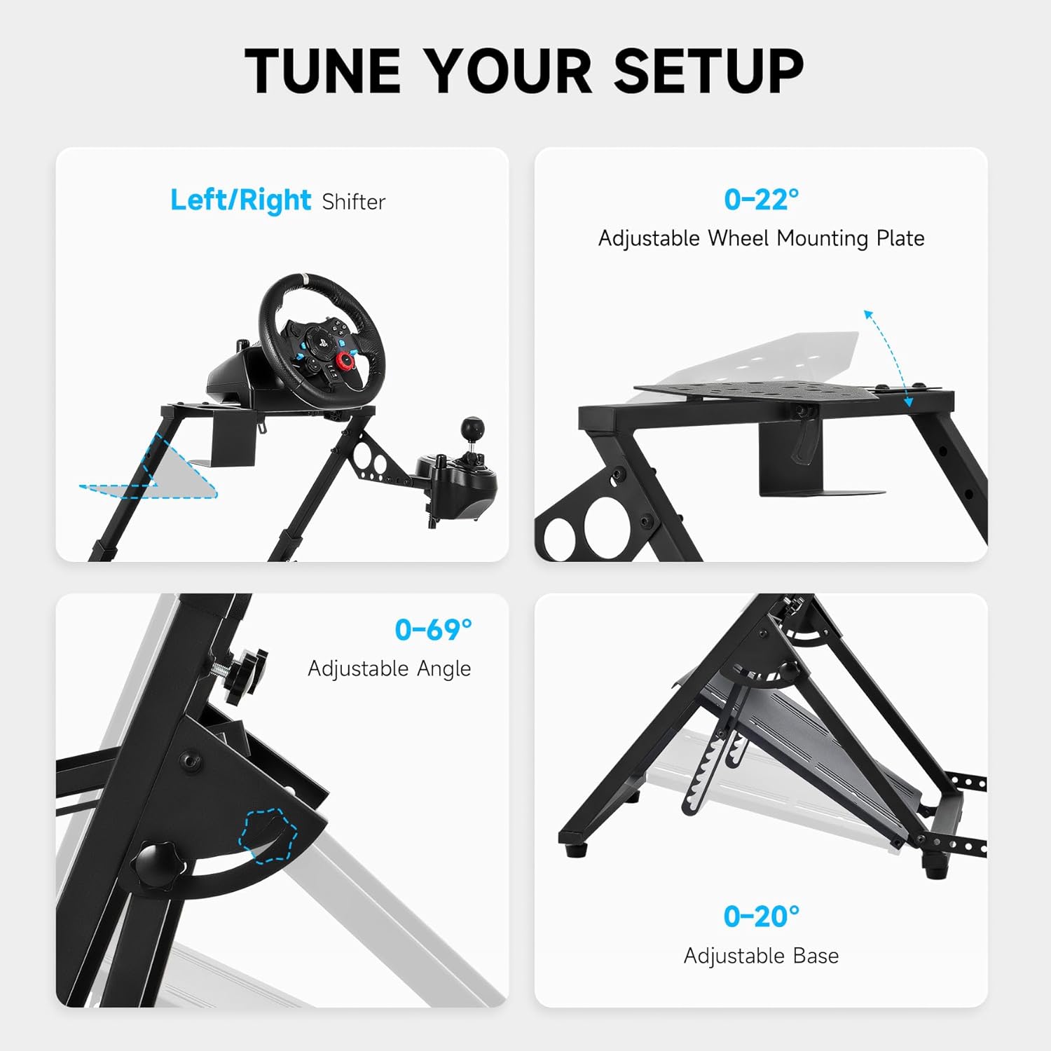 CO-Z Steering Wheel Stand, Height Adjustable Racing Wheel Stand with Shifter Holder, Foldable Gaming Simulator Cockpit Compatible with Logitech G920 G27 G25 G29 Thrustmaster T80 T150 TX F430