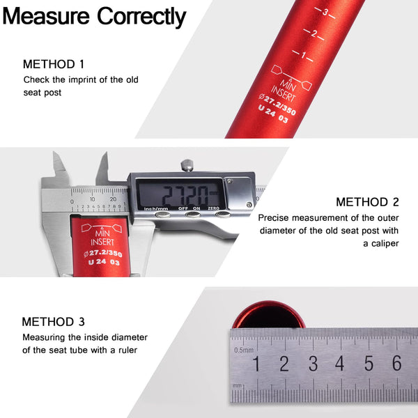 FIFTY-FIFTY Mountain Bike Seat Post, 27.2/30.9/31.6mm Aluminum Alloy Bicycle Seat Post, 350mm Length for MTB, Road Bike, E-MTB (Red, 30.9mm)