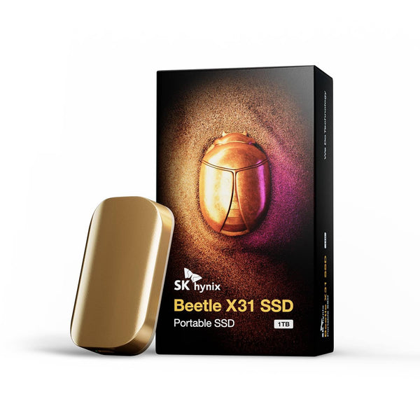 SK hynix Beetle X31 1TB External SSD with DRAM - up to 1050MB/s, USB C 3.2 Gen2, External Solid State Drive for PC/Mac/Tablet/Android/Gaming Consoles (Champagme Gold)
