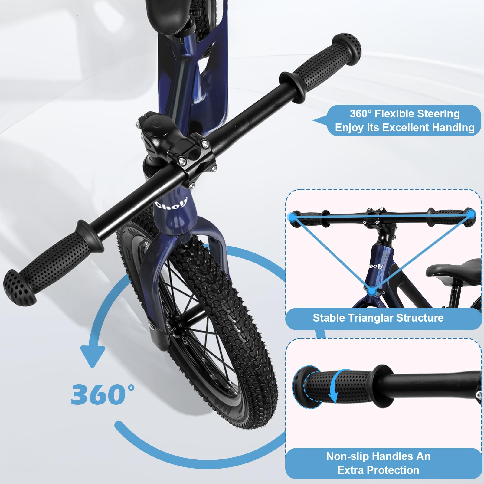 CHOLY 14 Inch Balance Bike for 3,4,5,6 Year Old Boys Girls, No Pedal Kids Bike with Adjustable Seat, Air Tires and Magnesium Alloy Frame, Lightweight Children's Traing Bicycle