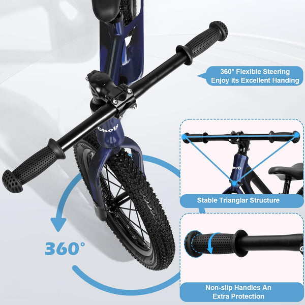 CHOLY 14 Inch Balance Bike for 3,4,5,6 Year Old Boys Girls, No Pedal Kids Bike with Adjustable Seat, Air Tires and Magnesium Alloy Frame, Lightweight Children's Traing Bicycle