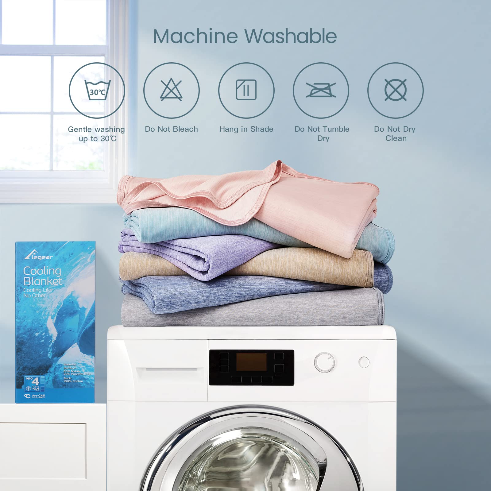 Elegear Cooling Blanket for Night Sweats, Q-Max 0.5 Arc-Chill Summer Cool Fiber Throw for Bed Sofa Chair Travel Adult Kids Hot Sleeper, Comfort, Lightweight, Twin/Double, 150x200cm, Gray