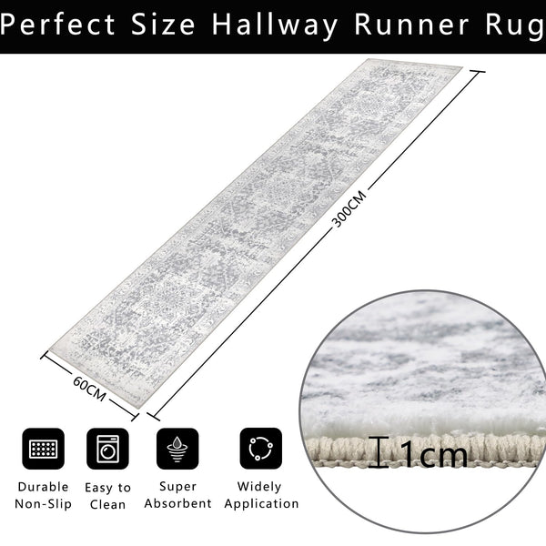 Famibay Hallway Runner 60x300cm Runner Rugs Non Slip Extra Long Carpet Runners Kitchen Rugs Washable Hall Runner Carpet Floor Mat for Hallway Entryway