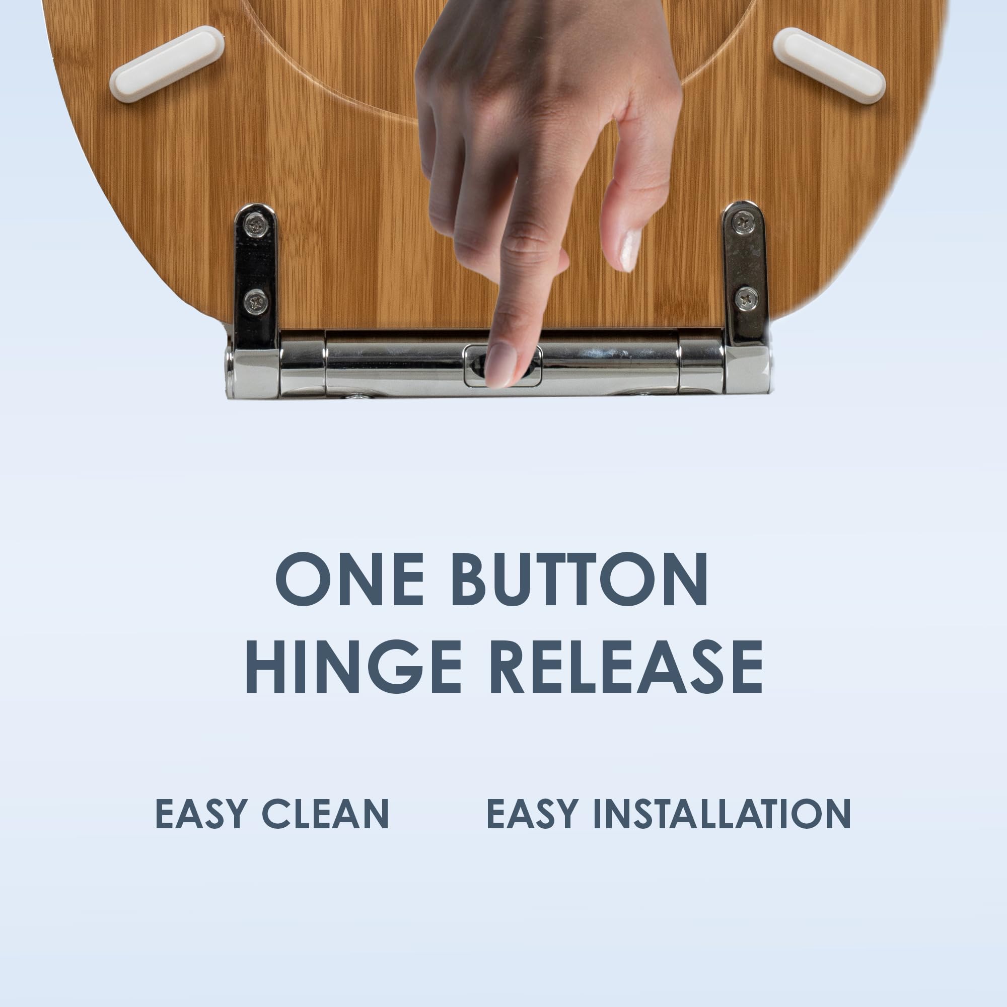 AQUALONA® Luxury Soft Close Toilet Seat - Moulded Wood - Stainless Steel Slow Close Hinges - Click, Lift & Clean Technology (Bamboo Toilet Seat)