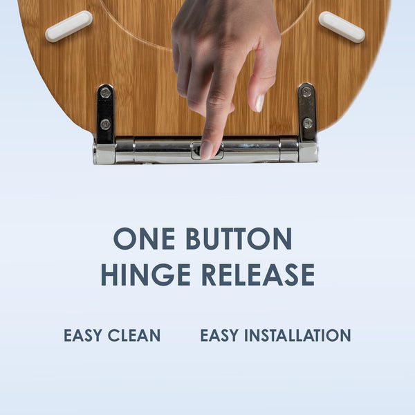 AQUALONA® Luxury Soft Close Toilet Seat - Moulded Wood - Stainless Steel Slow Close Hinges - Click, Lift & Clean Technology (Bamboo Toilet Seat)