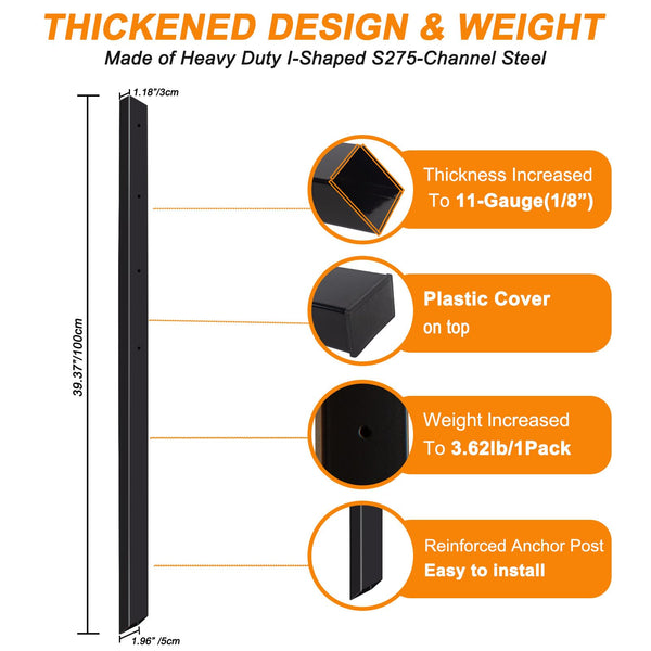 Fence Post Repair Spike - 2 Pack Heavy Duty Fence Post Support Ground Spike for Tilted or Broken Wooden Fence Posts, Durable Garden Fencing Solution