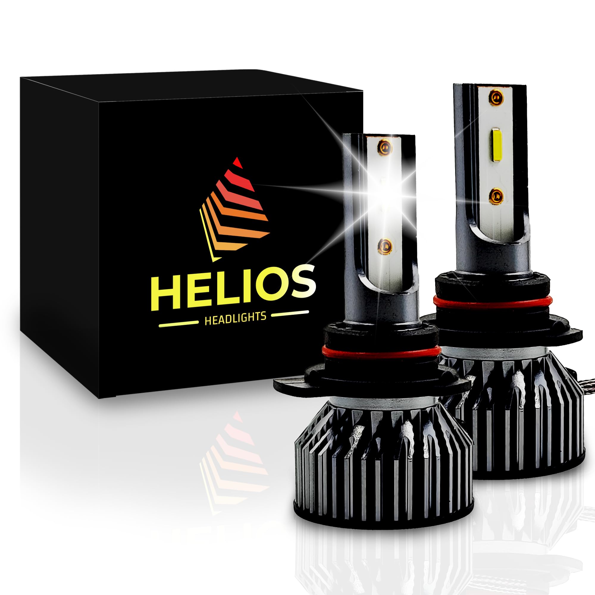 HELIOS H4 / HB2 Headlight Bulbs Led 18000 LM Super Bright Fan Cooling All In One Cool White Conversion Kit Hi/Lo (DC 9-30V) 6000K (36W x2) 30,000Hours over 200% Brighter, Braided Cable
