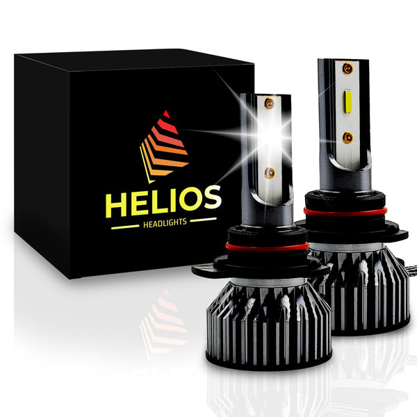 HELIOS H4 / HB2 Headlight Bulbs Led 18000 LM Super Bright Fan Cooling All In One Cool White Conversion Kit Hi/Lo (DC 9-30V) 6000K (36W x2) 30,000Hours over 200% Brighter, Braided Cable