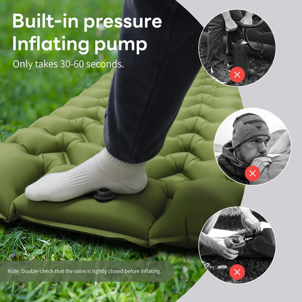 Kdti Sleeping Pad, Ultralight Inflatable Camping Mat Built-in Foot Pump, Portable Waterproof Sleeping Mat Compact for Backpacking, Hiking, Tents