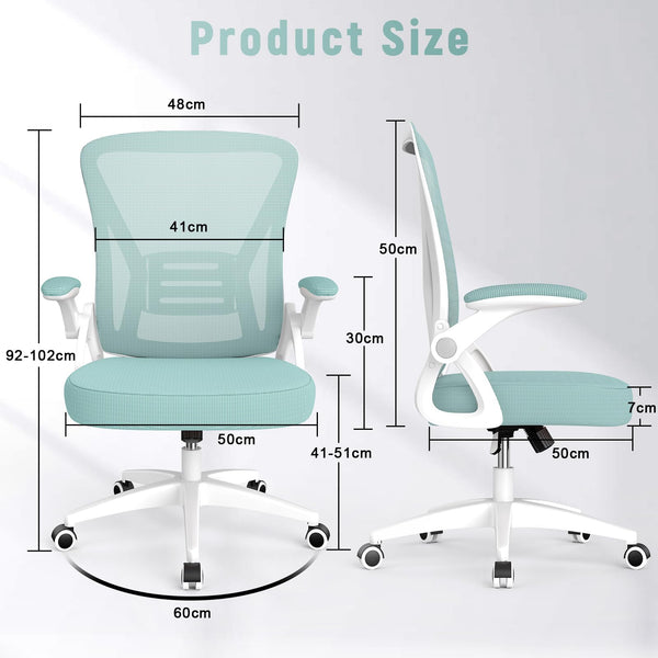 naspaluro Office Chair Ergonomic Desk with 90° Flip-up Armrest Lumbar Support, Height Adjustable Chair, Executive Swivel Computer Padded Seat Cushion for Home/Office