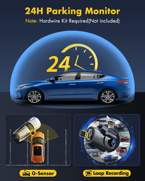 4K Dash Cam Front and Rear, 5GHz WiFi Dashcam with 64GB SD Card, Dual Car Camera Dash Cam with Parking Monitor, Night Vision, WDR, 170° Wide Angle, G-Sensor, Loop Recording, APP Control, Max 256GB