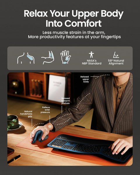 ProtoArc EM11 NL Ergonomic Mouse, Wireless Vertical Mini Mouse Rechargeable Optical Mice with Multi-Device (2*Bluetooth + USB Connection), 3 Adjustable DPI for Computer, iPad, Mac, Windows Black