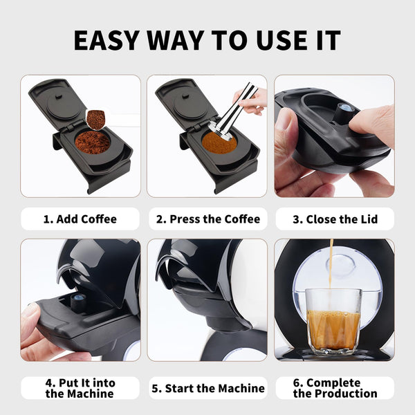 FOXNSK Reusable Coffee Capsule Adapter, Refillable Coffee Capsule Adapter Coffee Capsules Converter for Dolce Gusto edgLUMIO DG325 Machine with 41mm