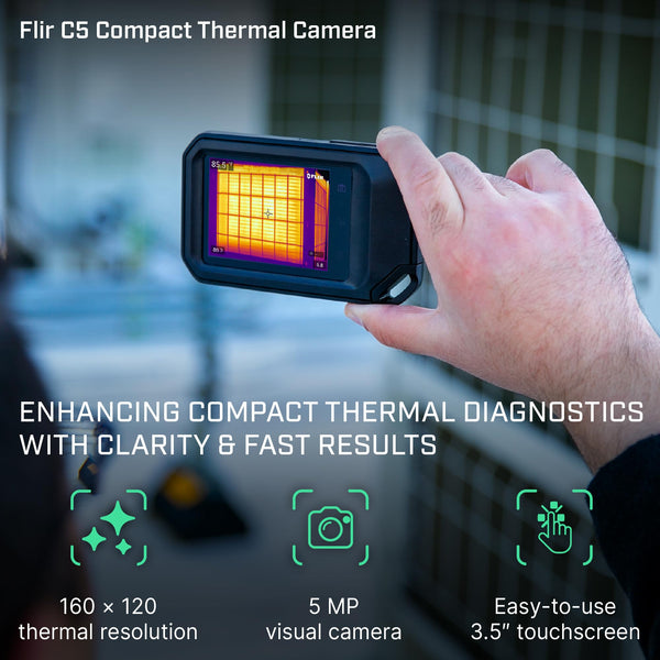 FLIR C5 Compact Thermal Imaging Camera with Wifi: High Resolution Infrared Imager for Inspection, Electrical/Mechanical, Building, and HVAC Applications