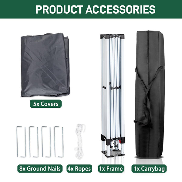 Bonnlo Pop Up Gazebo with Sides 3m x 3m, Easy Setup Instant Outdoor Canopy, Folding Garden Gazebo, Party Tent Grey