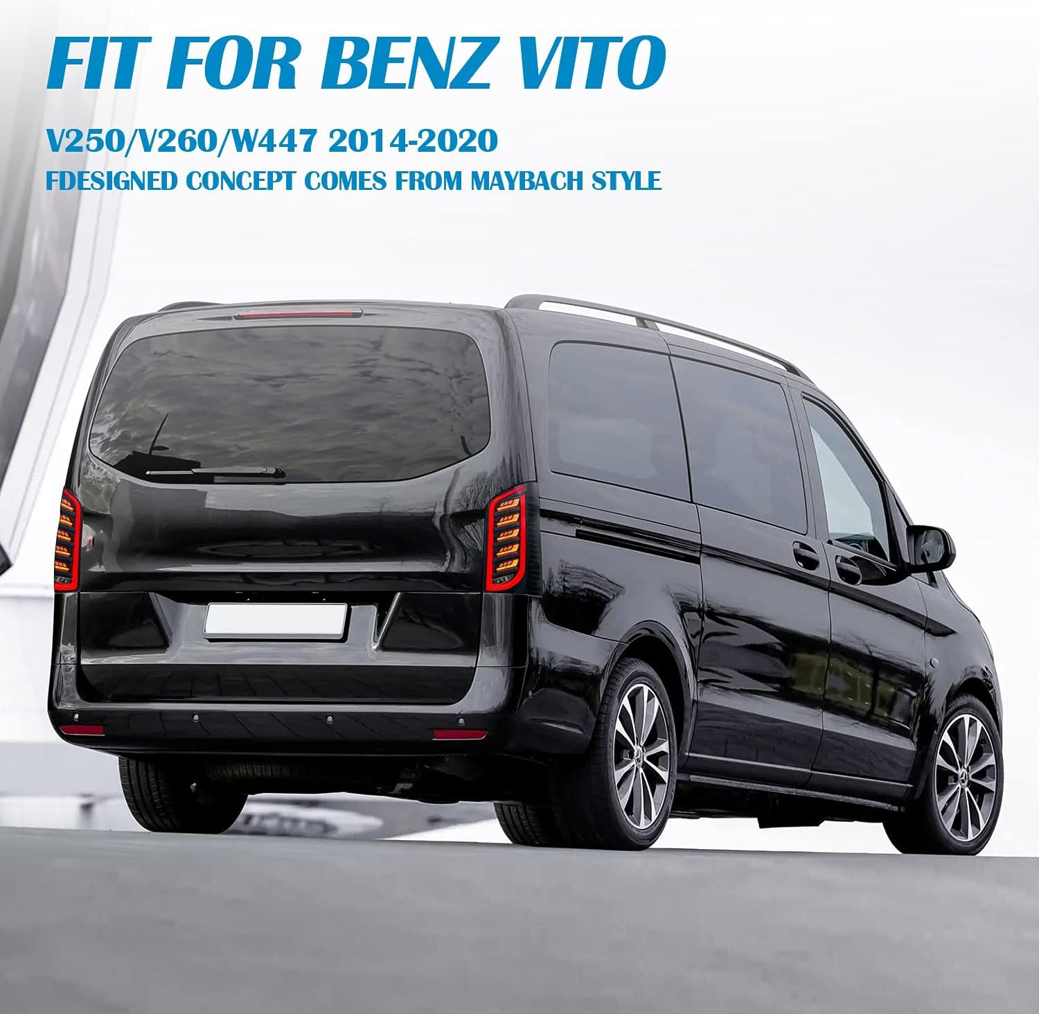 Archaic LED Rear Lights Compatible with V-Class Vito W447 V250 3rd Gen EQV 2016-2023, with Sequential Turn Signal,Animation DRL,For LED Version