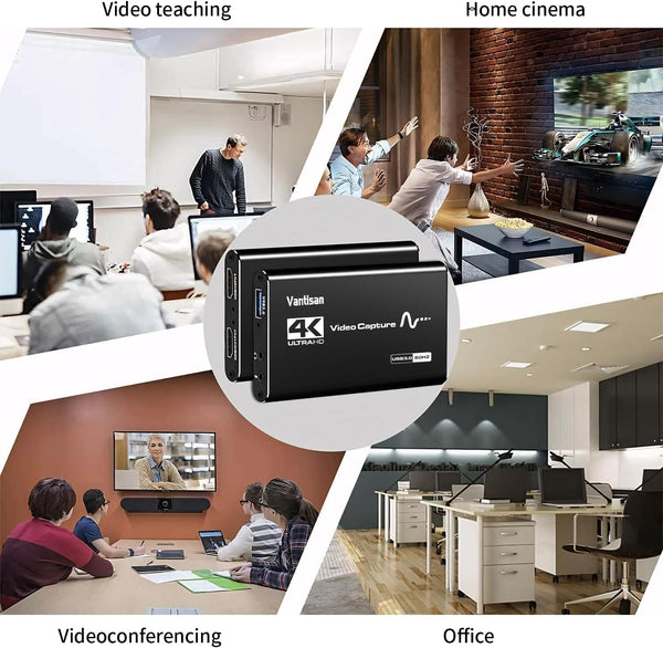VANTISAN 4K Video Capture Card, HDMI Video Capture Device with Audio+Mic, USB 3.0 Capture Card Support Full HD 1080P 60fps for Streaming/PS5 Game/Camera
