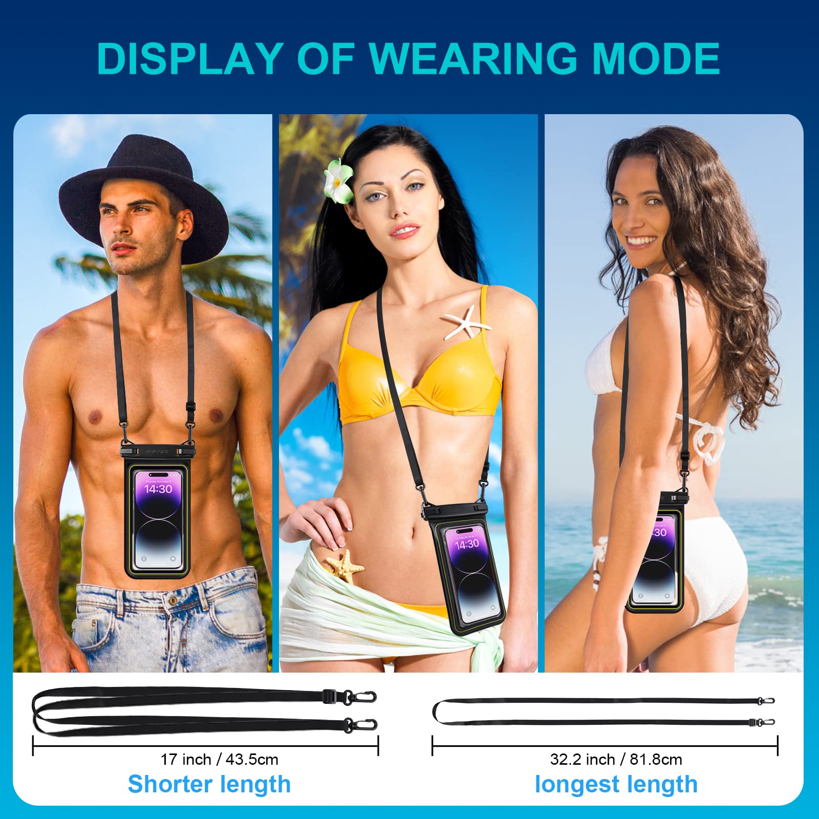 Floating Waterproof Phone Pouch, IPX8 Universal Waterproof Phone Case for Swimming Dry Bag Underwater for iPhone 16 Pro Max 15 Pro 14 Samsung S25 S24 S23 Ultra Huawei Xiaomi etc, Up to 6.9"