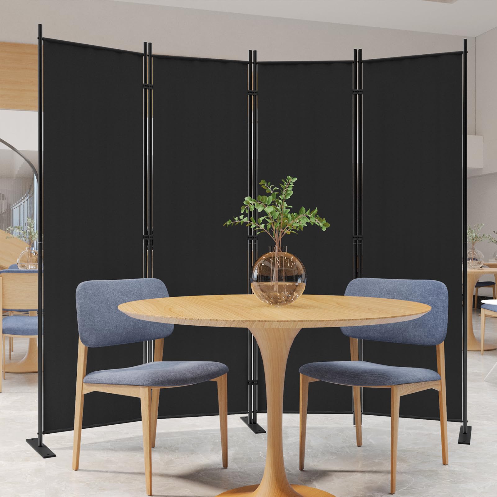 C-Hopetree 6 Panels Room Divider, 180cm Tall Indoor Folding Privacy Screen, Portable Partition Separator, Freestanding Separation Temporary Wall for Office, Bedroom, 304cm W X 180cm H, Black