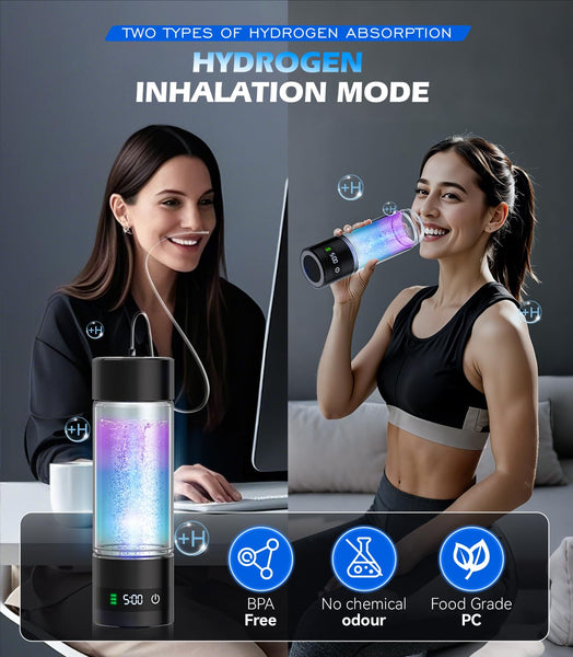 Upgrade 3-in-1 Hydrogen Water Bottle Generator - Industry TOP - 24-Hour Hydrogen Lock | 0 Chlorine & 0 Ozone | 100% Leak-Proof Seal, Hydrogen Water Bottle Generator